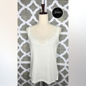 Chaps NWT White Lace Neckline Tank Top Size Large